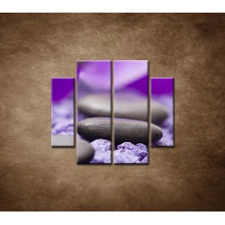 Obrazy na stenu - Kamene s fialovým kvetom - 4dielny 100x90cm