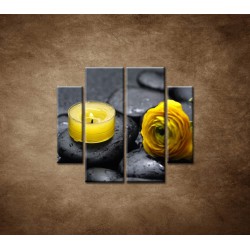 Obrazy na stenu - Žltá sviečka a kvet - 4dielny 100x90cm