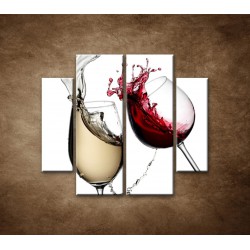 Obrazy na stenu - Biele a červené víno - 4dielny 100x90cm