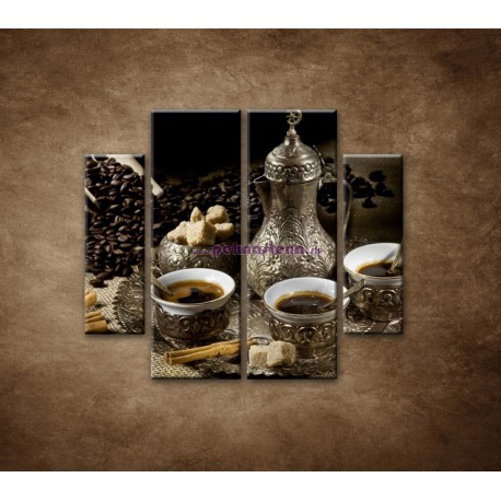Obrazy na stenu - Kanvica kávy - 4dielny 100x90cm