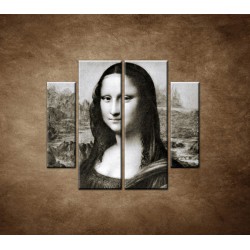 Obrazy na stenu - Čiernobiela Mona Lisa - 4dielny 100x90cm