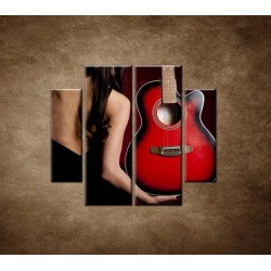 Obrazy na stenu - Žena s gitarou - 4dielny 100x90cm