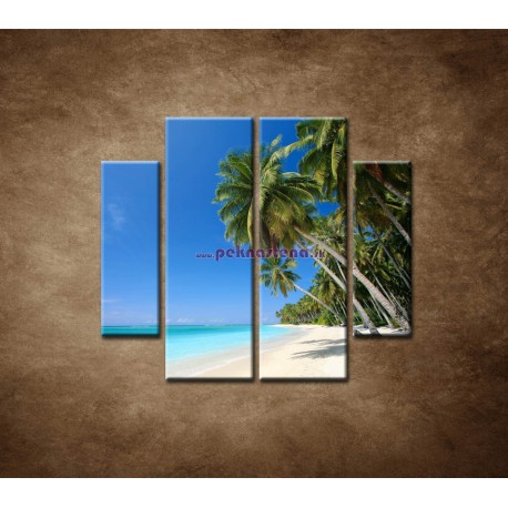 Obrazy na stenu - Pláž s palmami - 4dielny 100x90cm