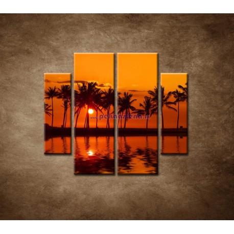 Obrazy na stenu - Červené zore nad morom - 4dielny 100x90cm
