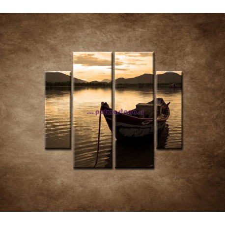 Obrazy na stenu - Loďka - 4dielny 100x90cm