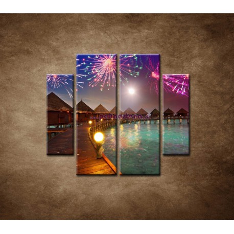 Obrazy na stenu - Oslavy na ostrove - 4dielny 100x90cm