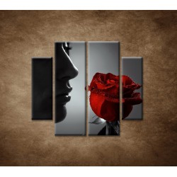 Obrazy na stenu - Žena s ružou - 4dielny 100x90cm
