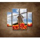 Obrazy na stenu - Mlyn s tulipánmi - 4dielny 100x90cm