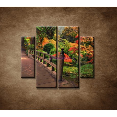 Obrazy na stenu - Jesenný park - 4dielny 100x90cm