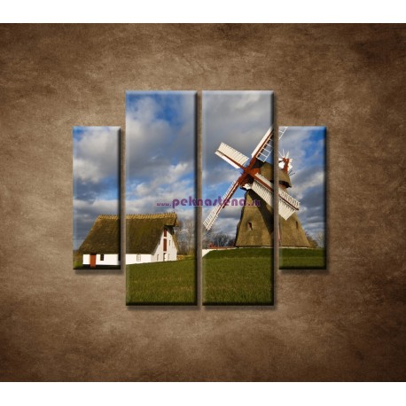 Obrazy na stenu - Veterný mlyn - 4dielny 100x90cm