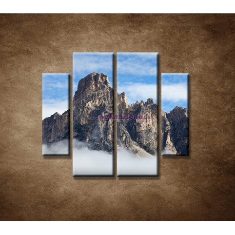 Obrazy na stenu - Mraky pod horami - 4dielny 100x90cm