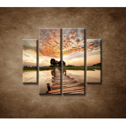 Obrazy na stenu - Západ slnka nad riekou - 4dielny 100x90cm