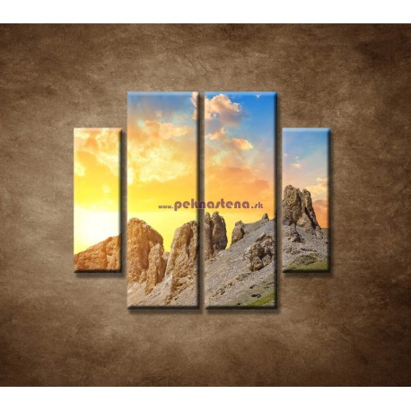 Obrazy na stenu - Hory pri západe - 4dielny 100x90cm
