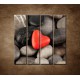 Obrazy na stenu - Červené srdce na kameňoch - 4dielny 120x120cm
