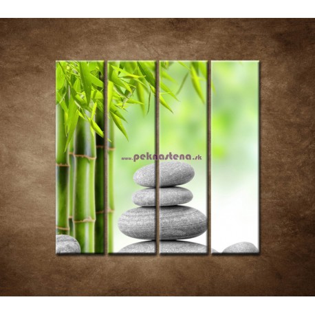 Obrazy na stenu - Kamene a bambus - 4dielny 120x120cm
