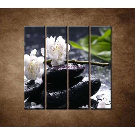 Obrazy na stenu - Sakura na kameni - 4dielny 120x120cm