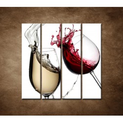 Obrazy na stenu - Biele a červené víno - 4dielny 120x120cm
