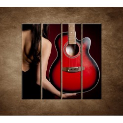 Obrazy na stenu - Žena s gitarou - 4dielny 120x120cm