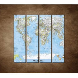 Obrazy na stenu - Politická mapa sveta - 4dielny 120x120cm