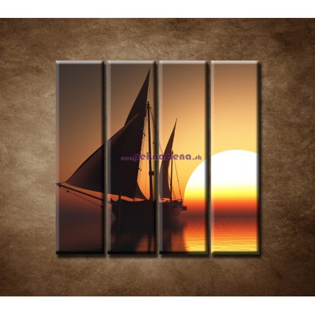 Obrazy na stenu - Západ slnka na mori - 4dielny 120x120cm