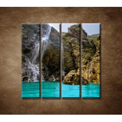Obrazy na stenu - Prírodný vodopád - 4dielny 120x120cm
