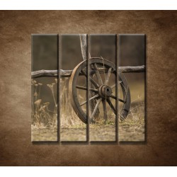 Obrazy na stenu - Staré koleso - 4dielny 120x120cm