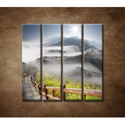 Obrazy na stenu - Mraky nad horami - 4dielny 120x120cm
