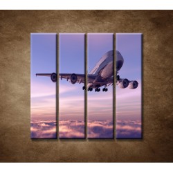 Obrazy na stenu - Lietadlo v oblakoch - 4dielny 120x120cm
