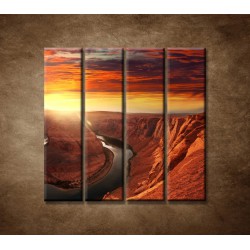 Obrazy na stenu - Západ slnka na horách - 4dielny 120x120cm