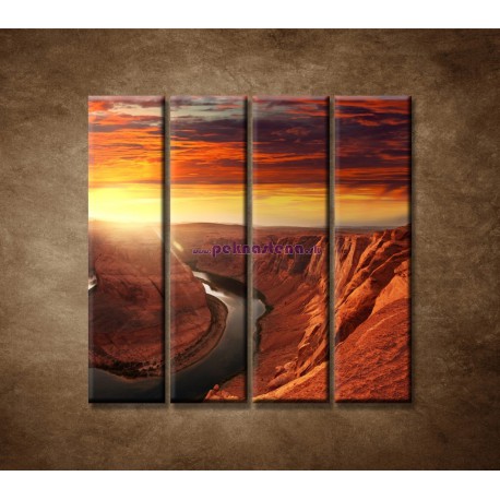 Obrazy na stenu - Západ slnka na horách - 4dielny 120x120cm