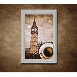 Obraz na stenu - Káva v Londýne - bledý rám
