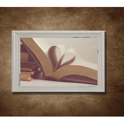 Obraz na stenu - Srdce z knihy - bledý rám