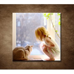 Obrazy na stenu - Dievčatko s mačkou