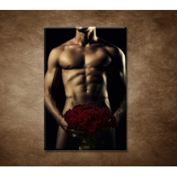 Obrazy na stenu - Sexi muž s ružami