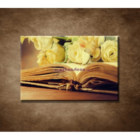 Obrazy na stenu - Stará kniha a ruže
