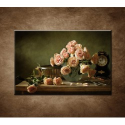 Obrazy na stenu - Ruže a hodiny