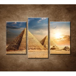 Obrazy na stenu - Západ slnka nad pyramídami - 3dielny 75x50cm