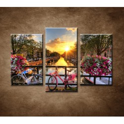 Obrazy na stenu - Východ slnka v Amsterdame - 3dielny 75x50cm