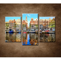 Obrazy na stenu - Domy v Amsterdame - 3dielny 75x50cm