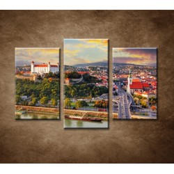 Obrazy na stenu - Západ slnka nad Bratislavou - 3dielny 75x50cm