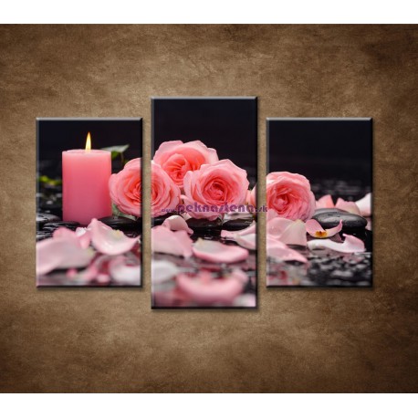 Obrazy na stenu - Ruže so sviečkou - 3dielny 75x50cm
