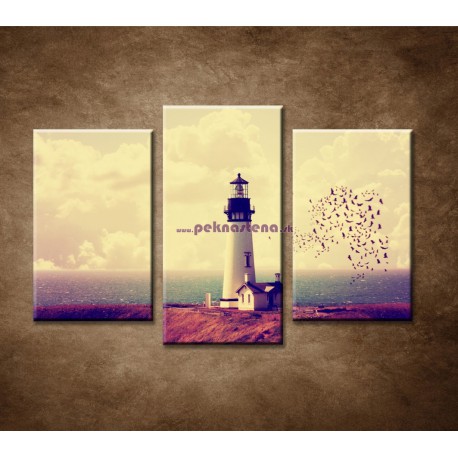 Obrazy na stenu - Maják s kŕdľom vtákov - 3dielny 75x50cm