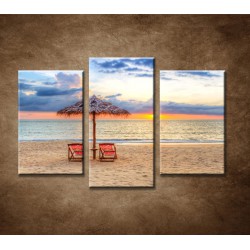 Obrazy na stenu - Slnečník na pláži - 3dielny 75x50cm