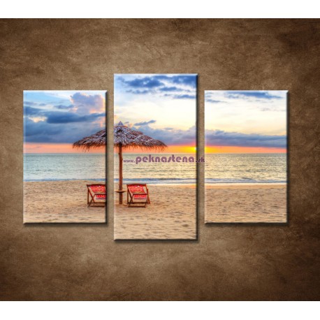 Obrazy na stenu - Slnečník na pláži - 3dielny 75x50cm