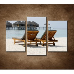 Obrazy na stenu - Lehátka na pláži - 3dielny 75x50cm