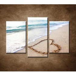 Obrazy na stenu - Srdce na pláži - 3dielny 75x50cm