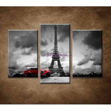 Obrazy na stenu - Retro auto v Paríži - 3-dielny 75x50cm