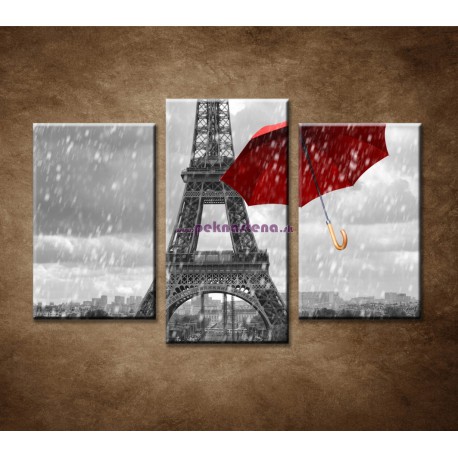 Obrazy na stenu - Červené dáždniky - 3-dielny 75x50cm