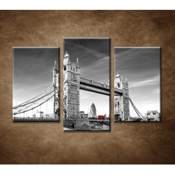 Obrazy na stenu - Červený autobus na Tower Bridge - 3-dielny 75x50cm
