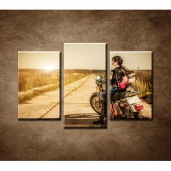 Obrazy na stenu - Motorkárka - 3dielny 75x50cm
